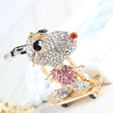 Lovely Skateboard Dog with Sunglasses Charm Crystal Keyring Nice Gift - SolaceConnect.com