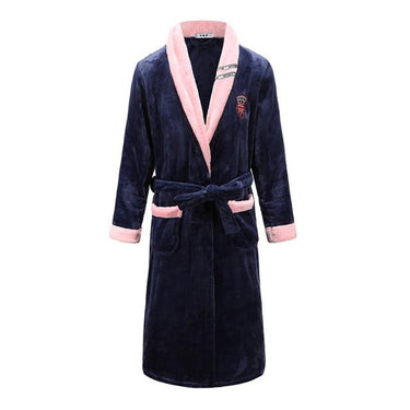 Lovers Winter Flannel Ultra Thick Coral Kimono Bathrobe Gown Nightwear - SolaceConnect.com