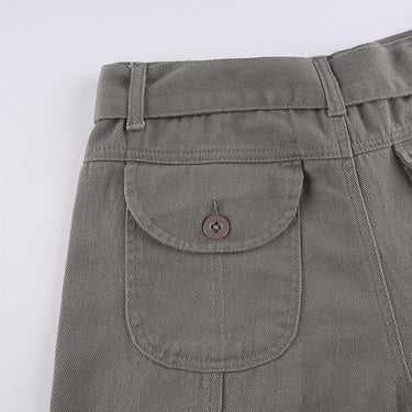 Low Rise Y2K Trousers Women's Straight Retro Cargo Pants with Belt Pockets  -  GeraldBlack.com