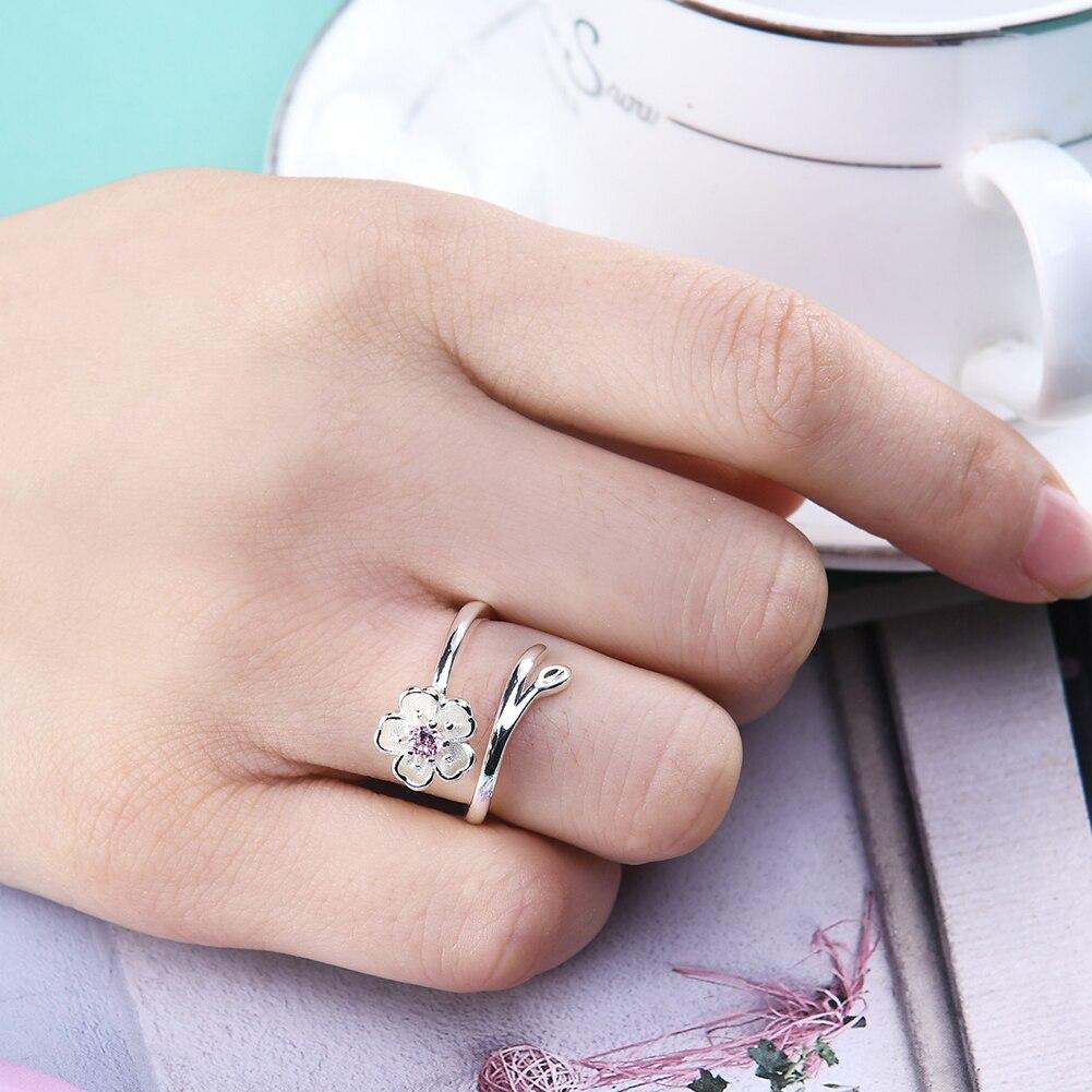 Luxury Adjustable Cherry Blossom Zircon Engagement Wedding Rings for Women  -  GeraldBlack.com