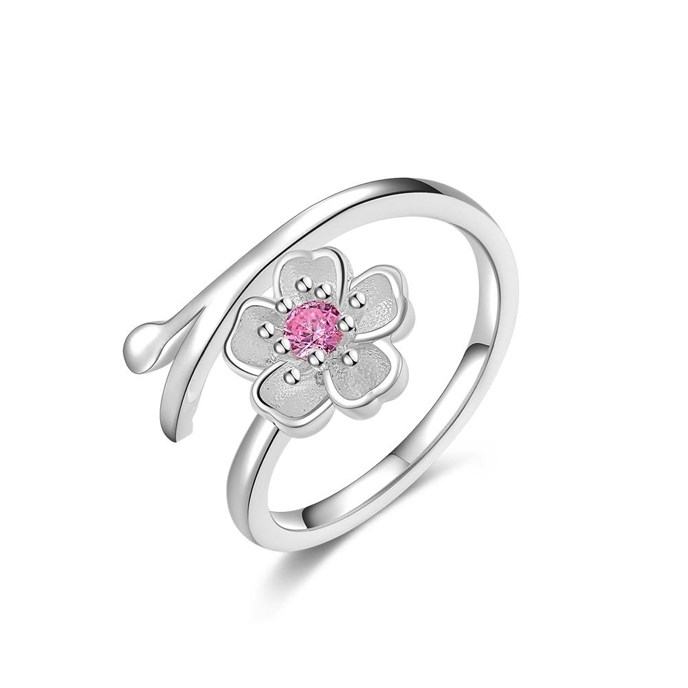 Luxury Adjustable Cherry Blossom Zircon Engagement Wedding Rings for Women  -  GeraldBlack.com