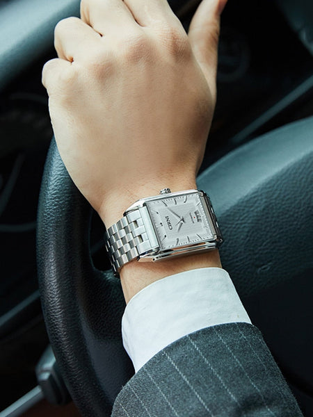 Luxury Automatic Men Business Self-Wind Mechanical Wristwatches CIRNI Rectangle Stainless Steel Calendar Clocks  -  GeraldBlack.com