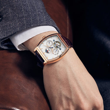 Luxury Automatic Men Self-Wind Mechanical Wristwatches Tonneau Business Watches Sapphire Glass Clocks  -  GeraldBlack.com