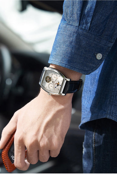 Luxury Automatic Men Self-Wind Mechanical Wristwatches Tonneau Business Watches Sapphire Glass  -  GeraldBlack.com
