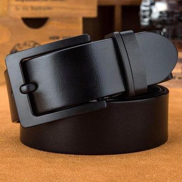 CUKUP Men's Design Black Pin Buckle Mens Luxury Top Quality Cowhide Leather Male Casual Styles Jeans - SolaceConnect.com