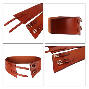 Luxury Cowhide Double Retro Pin Buckle Waistband Belts for Women  -  GeraldBlack.com