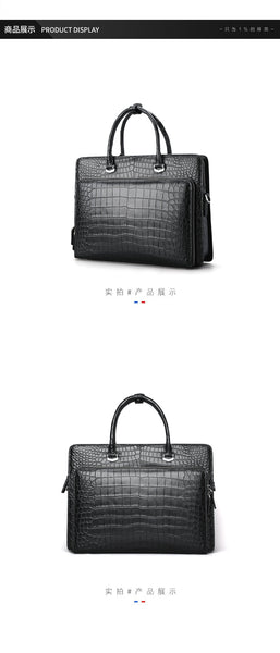 Luxury Crocodile Leather Men Briefcase Business Genuine Leather Shoulder Bag High Grade Large Capacity Bag 45  -  GeraldBlack.com