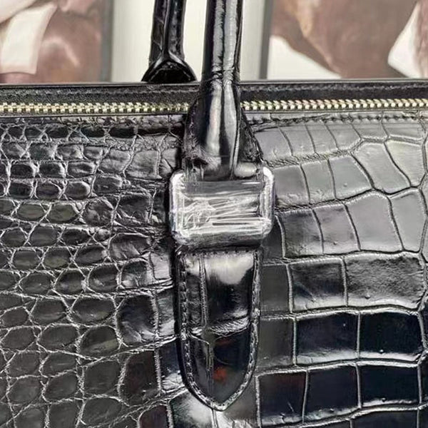 Luxury Crocodile Skin Men Briefcase Business Real Leather Belly Handbag Fashion Large Capacity Laptop Office Bag 45  -  GeraldBlack.com