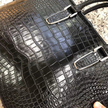Luxury Crocodile Skin Men Briefcase Genuine Leather Business Large Capacity Messenger Bag Leisure Shoulder Bag 45  -  GeraldBlack.com