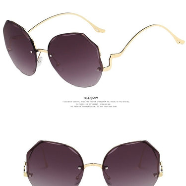 Luxury Crystal Cutting Oversized Design Rimless Sunglasses for Women - SolaceConnect.com
