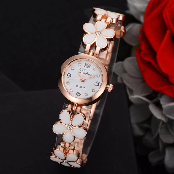 Luxury Crystal Gold Bracelet Rhinestone Quartz Wristwatches for Women  -  GeraldBlack.com
