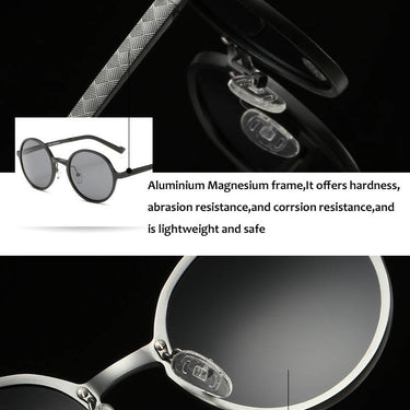 Luxury Design Retro Polarized Round Metal Frame Sunglasses for Men - SolaceConnect.com