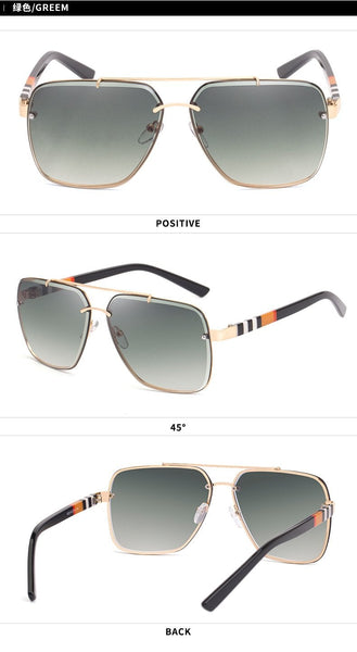Luxury Designer Fashion Retro Men's Plastic UV400 Mirror Square Sunglasses - SolaceConnect.com