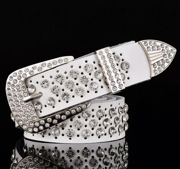 Luxury Designer Genuine Leather Fashion Rhinestone Belts for Women  -  GeraldBlack.com