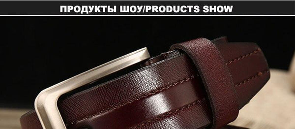 Men Luxury Designers Brown Genuine Leather Belts Men's Simple Design Black Style Waist Belt for - SolaceConnect.com