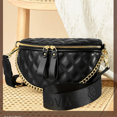 Luxury Diamond Lattice Saddle Chain Bag Soft Leather Shoulder Crossbody Bag Designer Sac  -  GeraldBlack.com