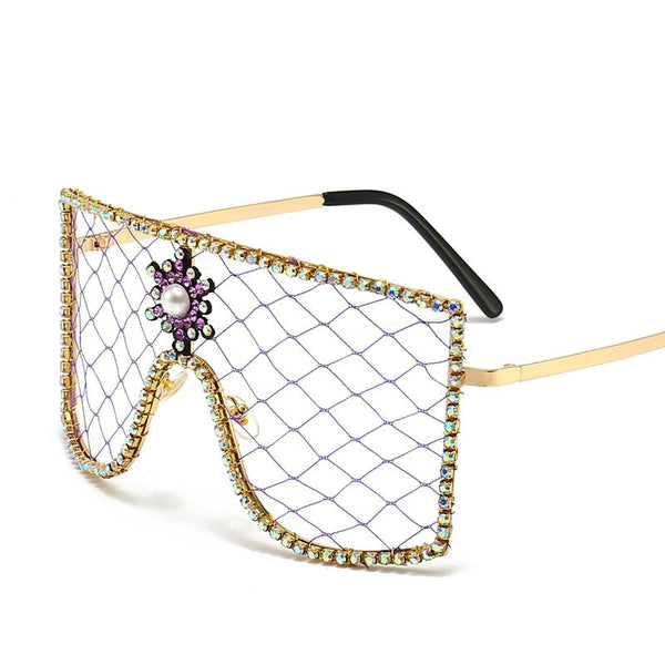 Luxury Diamonds Steampunk Sun Glasses Women Oversized Rhinestone Spectacles Personality Eyewear  -  GeraldBlack.com