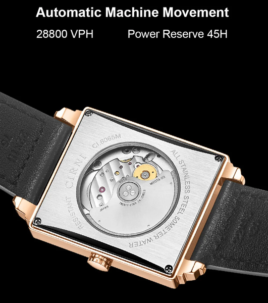 Luxury Dress Watch Men Automatic Self-Wind Mechanical Wristwatches Rectangle Business Watch  -  GeraldBlack.com