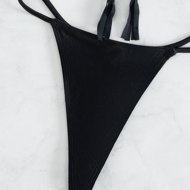 Luxury Drill Bikinis Women Halter Black Rhinestone Lace Up Micro Swimsuit Brazilian Bathing Suit Triangle Swimwear  -  GeraldBlack.com