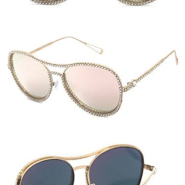 Luxury Fashion Diamond Metal Shades Clear Lens Female Sunglasses - SolaceConnect.com