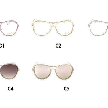 Luxury Fashion Diamond Metal Shades Clear Lens Female Sunglasses - SolaceConnect.com