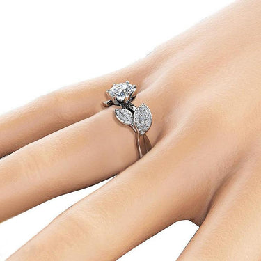 Luxury Fashion Female Crystal White Zircon Sterling Silver Bridal Ring Sets - SolaceConnect.com
