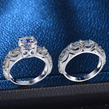 Luxury Fashion Female Crystal White Zircon Sterling Silver Bridal Ring Sets  -  GeraldBlack.com