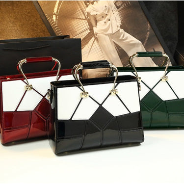 Luxury Fashion Genuine Leather Women Geometric Pattern Rhombus Portable Shoulder Messenger Handbag  -  GeraldBlack.com