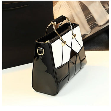 Luxury Fashion Genuine Leather Women Geometric Pattern Rhombus Portable Shoulder Messenger Handbag  -  GeraldBlack.com