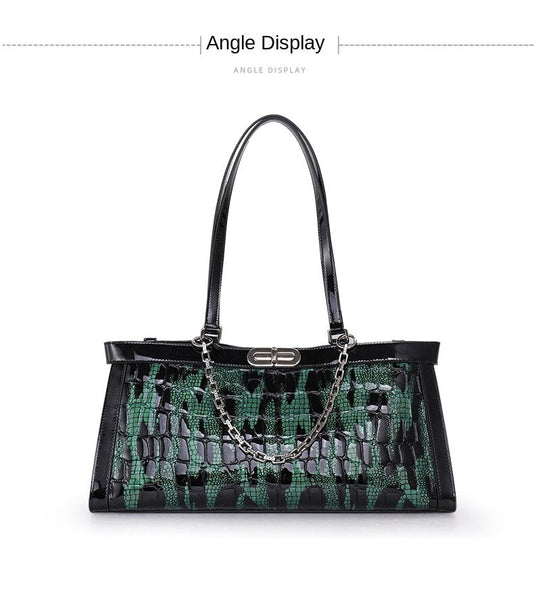 Luxury Fashion Genuine Leather WomenDesigner Handbags Crocodile Pattern Tote Bag Shoulder Underarm Handbag  -  GeraldBlack.com