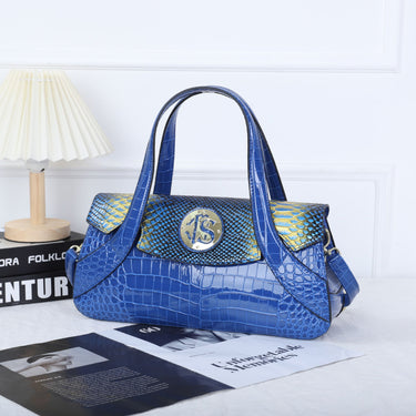 Luxury Fashion Leather Women Snake Pattern Large Capacity Middle Aged Mom Shoulder Messenger Handbag  -  GeraldBlack.com