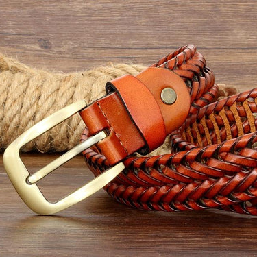 Luxury Fashion Men's Second Layer Genuine Leather Strap Braided Belt - SolaceConnect.com