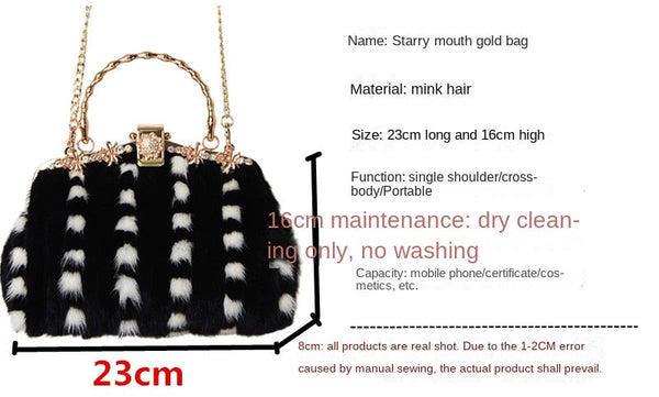 Luxury Fashion Mink Fur Buckle Women Real Fur Casual Women Chain Shoulder Messenger Handbag Party Evening Bags  -  GeraldBlack.com