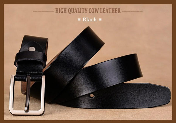 Luxury Female Fashion Second Layer Cow Skin Leather Strap Pin Buckle Belt - SolaceConnect.com