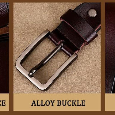 Luxury Female Fashion Second Layer Cow Skin Leather Strap Pin Buckle Belt - SolaceConnect.com