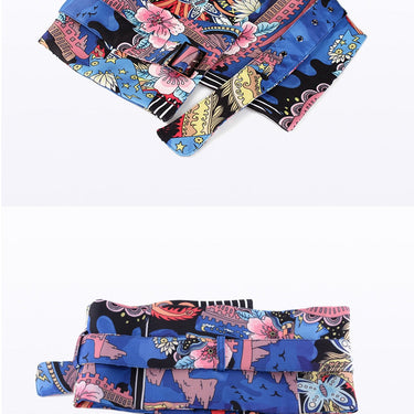 Luxury Flower Pattern Wide Belts for Women Dress Belts Wrap Around Fabric Waistband for Jeans Golden  -  GeraldBlack.com