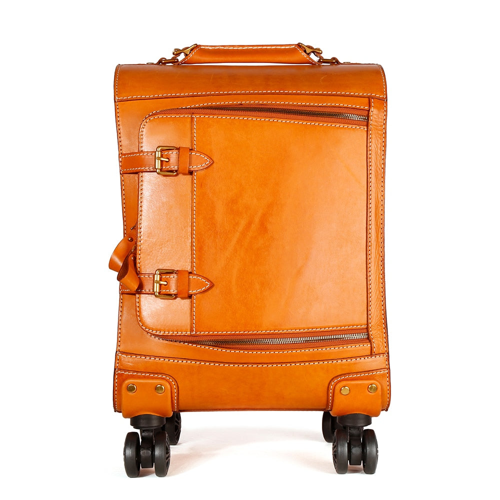 Luxury Genuine Leather Spinner Travel Suitcase Bag for Men and Women  -  GeraldBlack.com