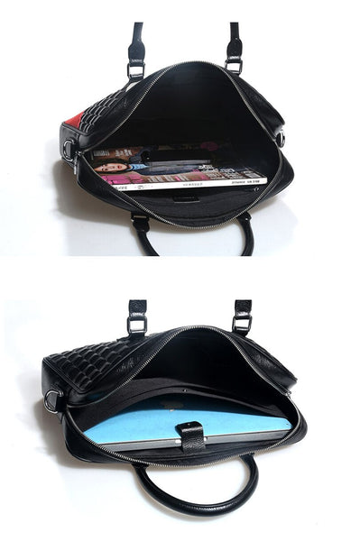 Luxury Genuine Leather Women 14 inch Laptop Briefcases Business Crossbody Shoulder Messenger Handbags  -  GeraldBlack.com