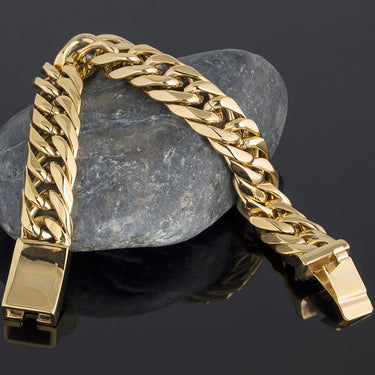 Luxury Gold Plated Chunky Link Chain Man Bracelet Miami Cuban Curb Chain Indian Jewellery Gifts  -  GeraldBlack.com