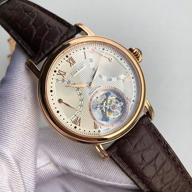 Luxury Hand Wind Mechanical Round Steel Dial Watches for Men - SolaceConnect.com