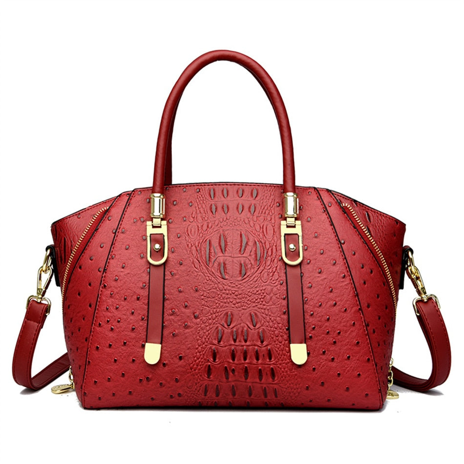 Luxury Handbags for Women Alligator Pattern Leather Shoulder Top-Handle Crossbody Bags Large Casual Tote Sac  -  GeraldBlack.com