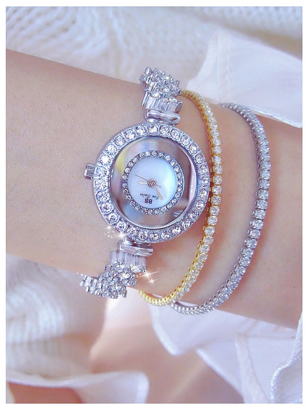 Luxury Hip Hop Women's Diamonds Decor White Dial Sports Bracelet Wristwatch  -  GeraldBlack.com