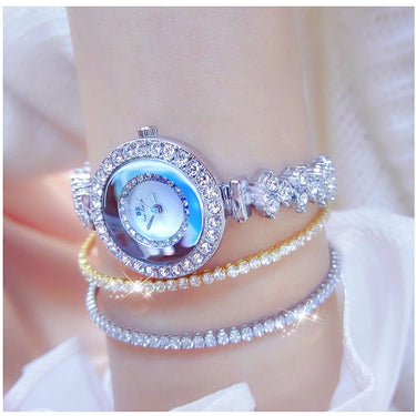 Luxury Hip Hop Women's Diamonds Decor White Dial Sports Bracelet Wristwatch  -  GeraldBlack.com