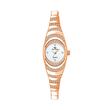 Luxury Hip Hop Women's Rose Gold Silver Quartz Bracelet Wristwatch  -  GeraldBlack.com
