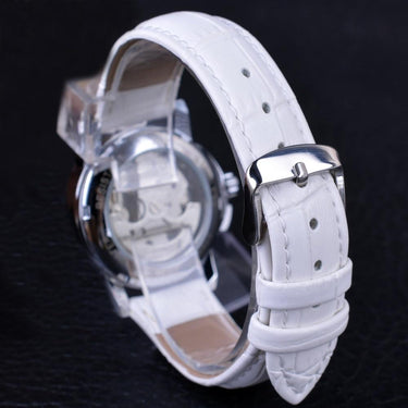 Luxury Ladies Diamond Display White Skeleton Transparent Case Watches - SolaceConnect.com