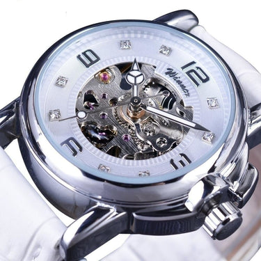 Luxury Ladies Diamond Display White Skeleton Transparent Case Watches  -  GeraldBlack.com