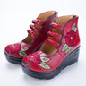 Luxury Ladies Summer Vintage Embroidery Flower Leather Sandals Wedge Shoes - SolaceConnect.com