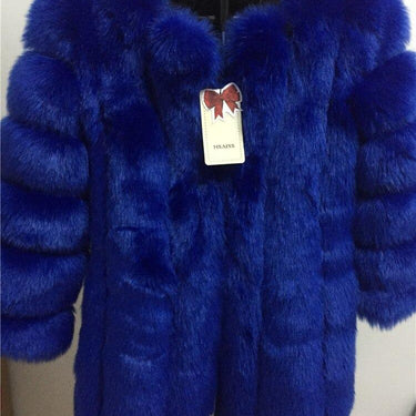 Luxury Long and High Furry Synthetic Fox Fur Winter Jacket for Women - SolaceConnect.com