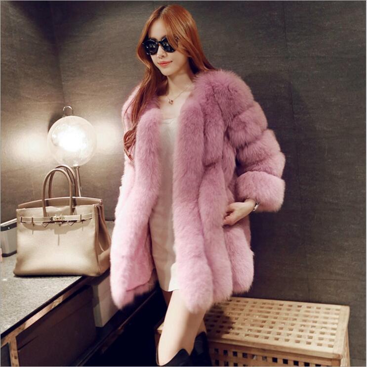 Luxury Long and High Furry Synthetic Fox Fur Winter Jacket for Women  -  GeraldBlack.com