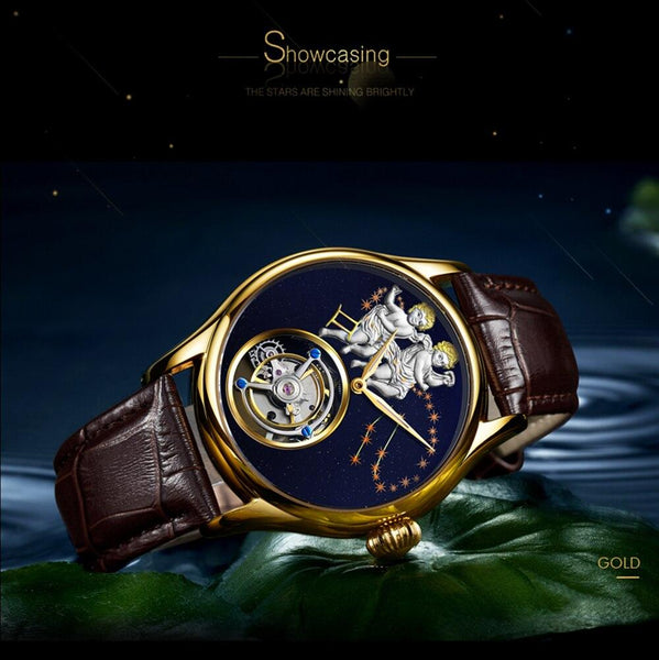 Luxury Men's Leather Sapphire Skeleton Real Tourbillon Mechanical Watch - SolaceConnect.com